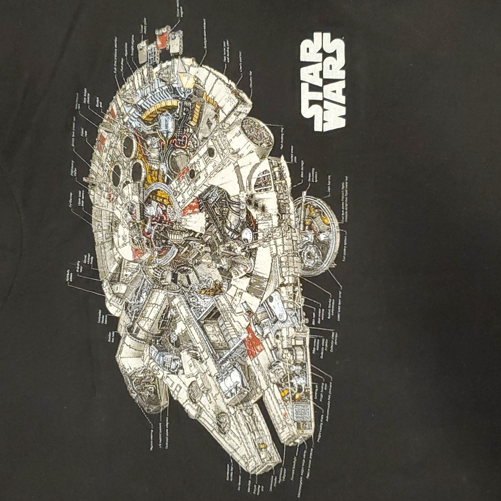 STAR WARS Millennium Falcon cut away graphic tee shirt black short sleeve Small - Picture 2 of 6